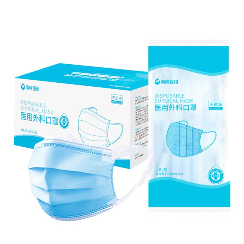 漓峰牌醫(yī)用外科口罩三層熔噴布防塵防菌舒適透氣獨立包裝